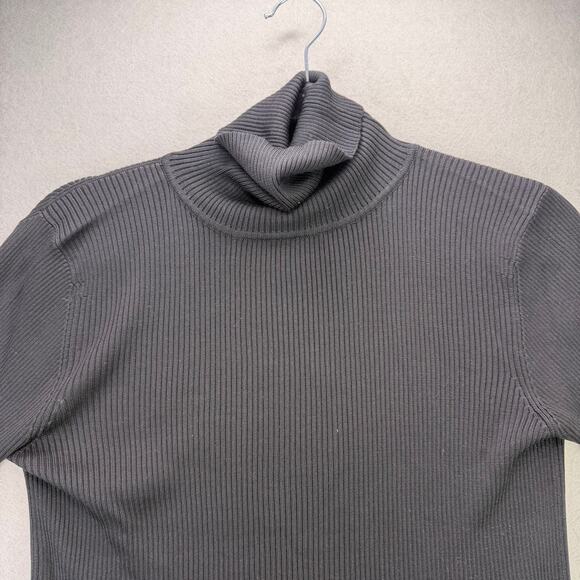 Ann Taylor LOFT Women’s Black Silk Blend Ribbed Turtleneck Sweater Size M - Picture 7 of 9